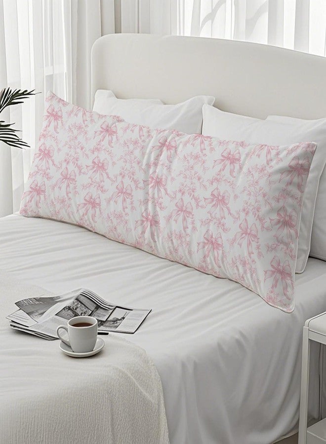 PIUD Coquette Pink Bow Grandmillennial Floral 20x54 Body Pillow Cover, Chinoiserie Decor, Girly Room Decor, Vintage Pink and White Flower Decorative Long Body Pillow Cases for Bed Couch - Image 5